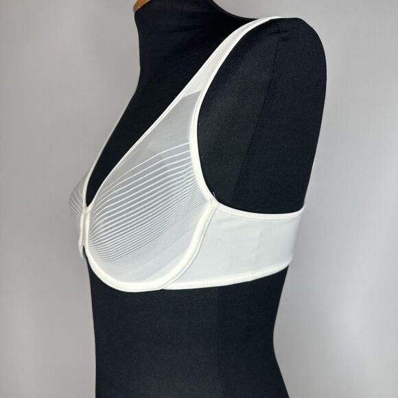 Vintage Warners Pure Electricity Bra 34C White Sheer Underwire Bra Unlined Sexy - Picture 5 of 10
